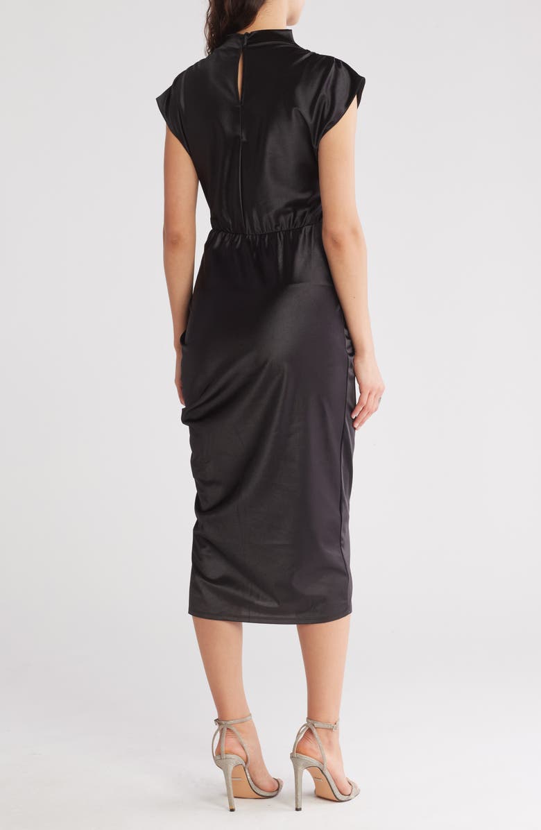 MELLODAY Cap Sleeve Ruched Side Satin Dress, Alternate, color,