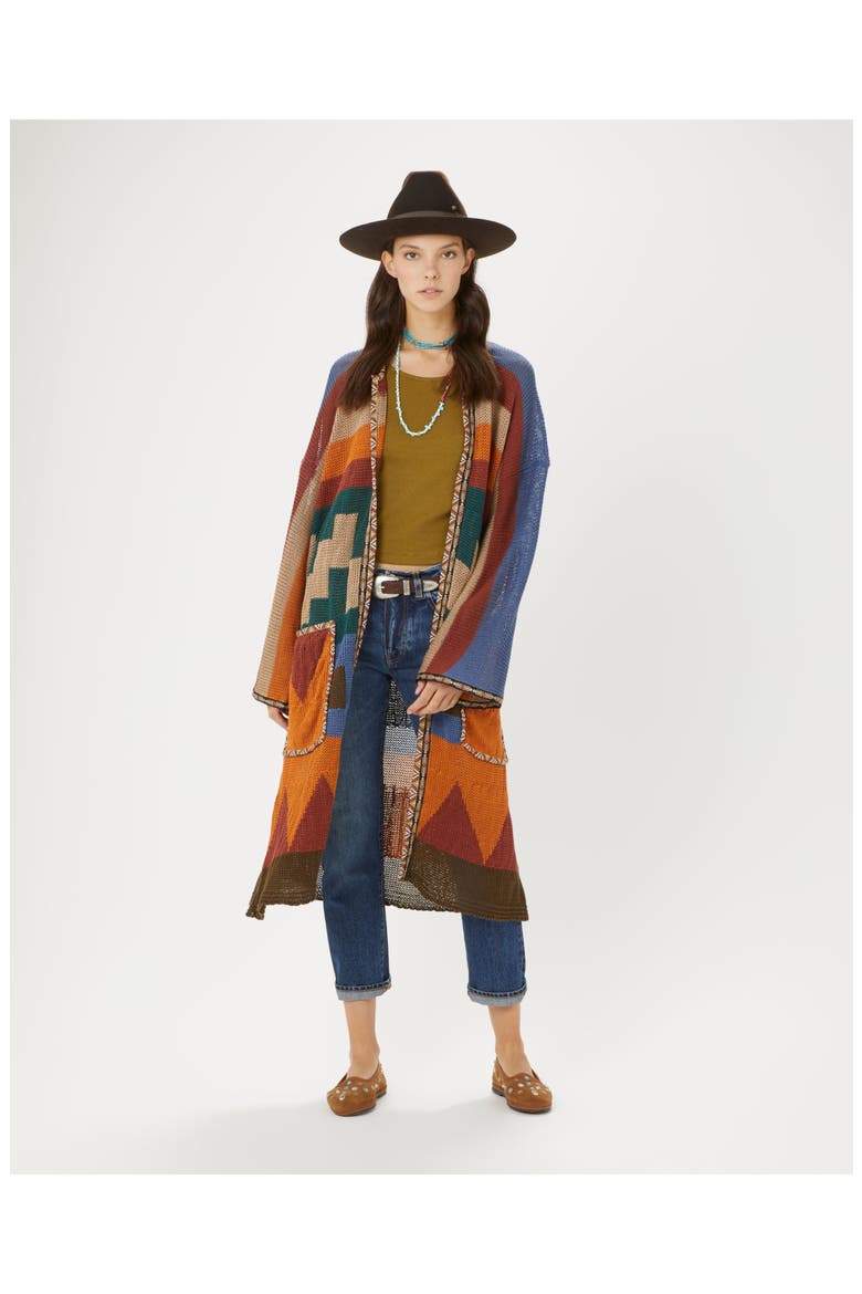 Lara Multicolor Knit Linen Maxi Cardigan, Alternate, color, MIX