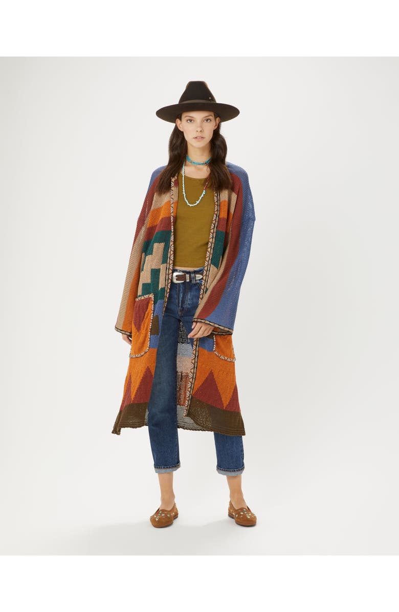 Fortela Lara Multicolor Knit Linen Maxi Cardigan, Alternate, color, Mix