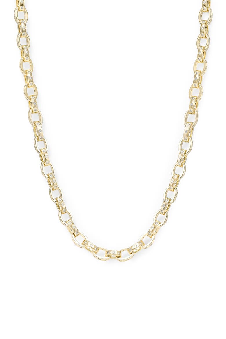 Ashley Cubic Zirconia Chain Link Necklace, Main, color, GOLD-WHITE