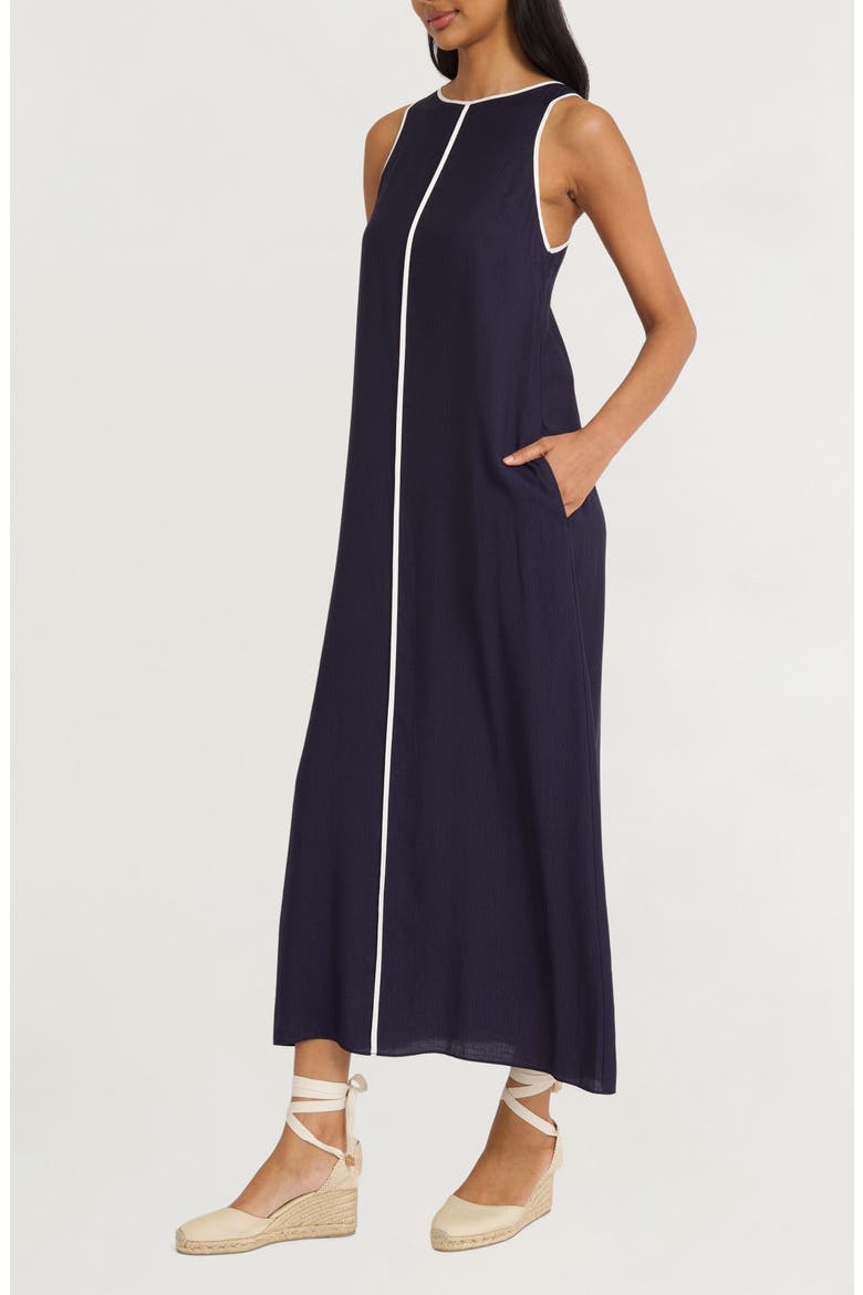 Contrast Piping Maxi Dress, Alternate, color, NAVY BLAZER