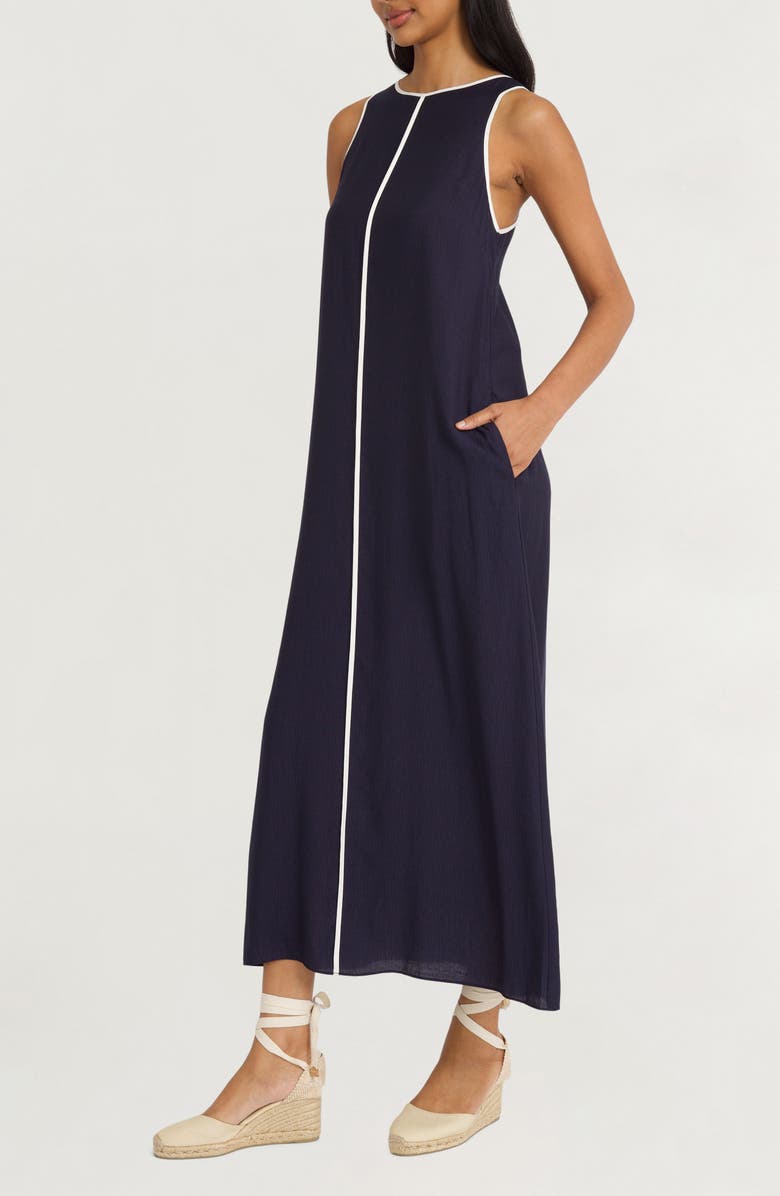 The Good Journey Contrast Piping Maxi Dress, Alternate, color, Navy Blazer