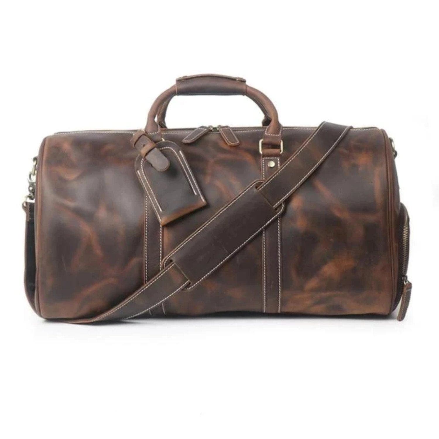STEEL HORSE LEATHER The Dagny Weekender | Large Leather Duffle Bag, Main, color, Dark Brown