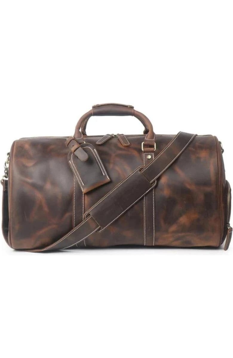 STEEL HORSE LEATHER The Dagny Weekender | Large Leather Duffle Bag, Main, color, Dark Brown