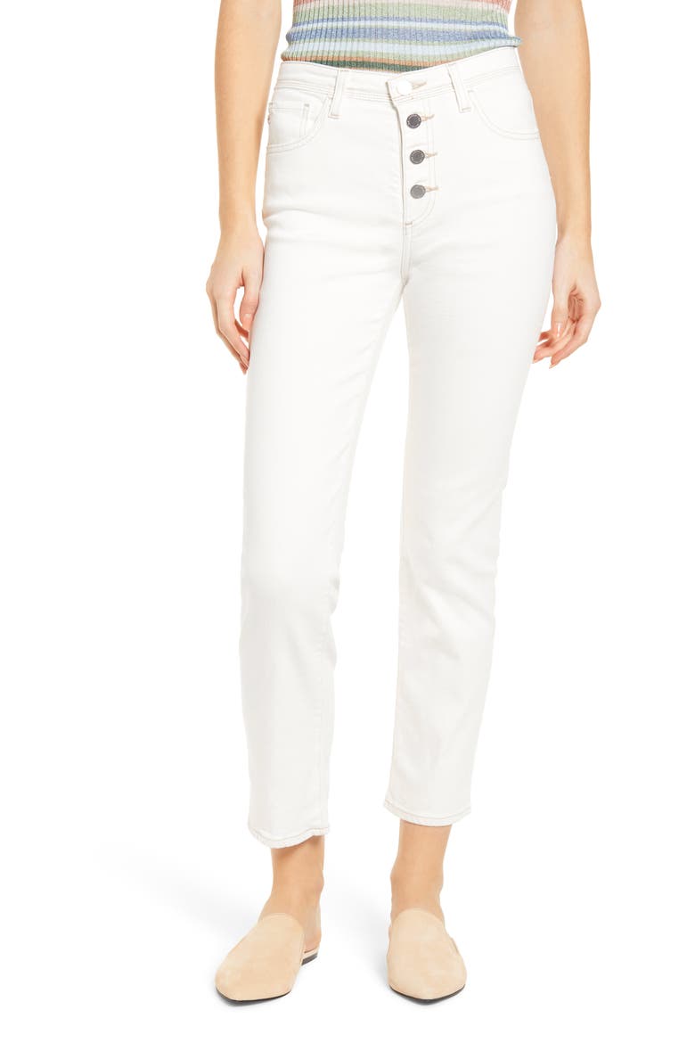 The Isabelle High Waist Ankle Straight Leg Jeans, Main, color, MODERNE WHITE