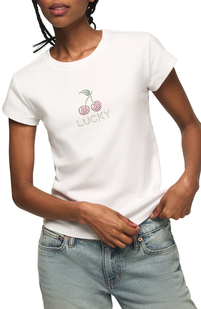 Lucky Brand Cherries Baby T-Shirt, Main, color, Bright White