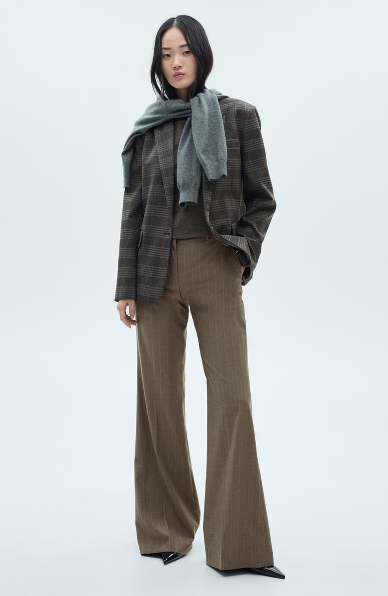 MANGO Pinstripe Flare Leg Pants, Alternate, color, 