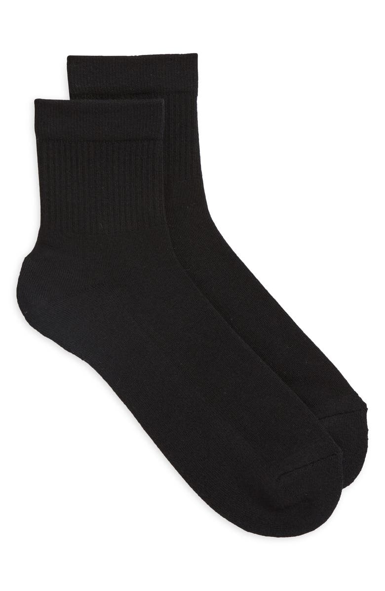 Nordstrom Solid Quarter Crew Socks, Main, color, Black
