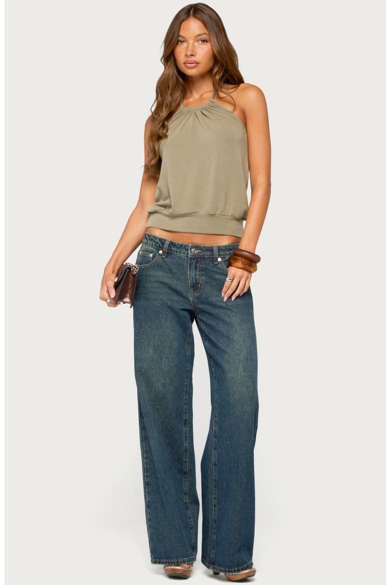 Bondi Cinched Waist Halter Top, Alternate, color, OLIVE