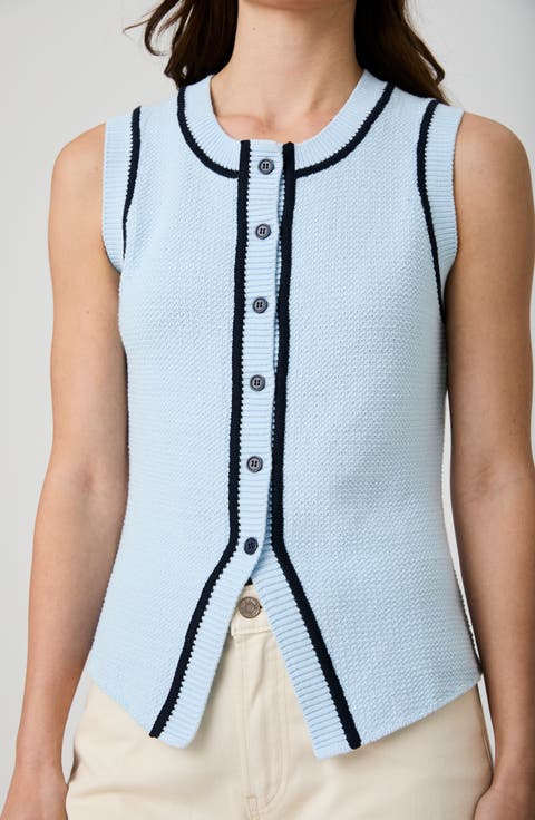 Contrast Piped Sweater Vest