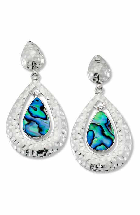 SAMUEL B. Sterling Silver Abalone Teardrop Earrings