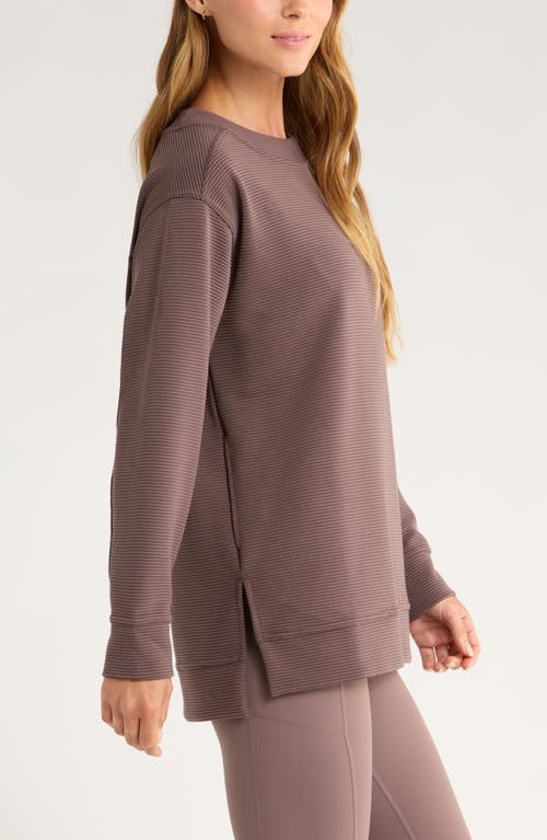 Zella Kick Back Ottoman Knit Sweatshirt In Brown
