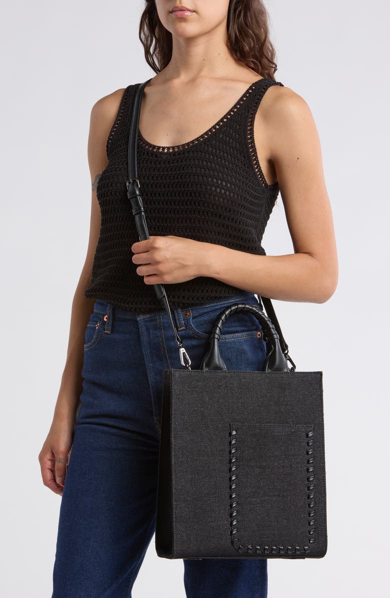 BCBG Whipstitch Denim Twill Tote Bag, Alternate, color,