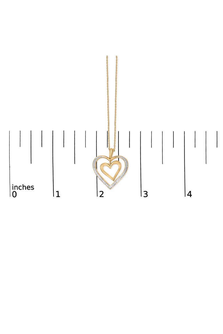 Gold Vermeil Double Heart Diamond Accent Pendant Necklace, Alternate, color, Silver