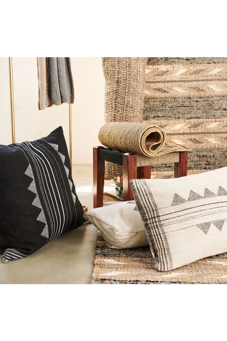 Kora White And Black Artisanal Handwoven Pillow - Cover Only, Alternate, color, Small - Cover Only