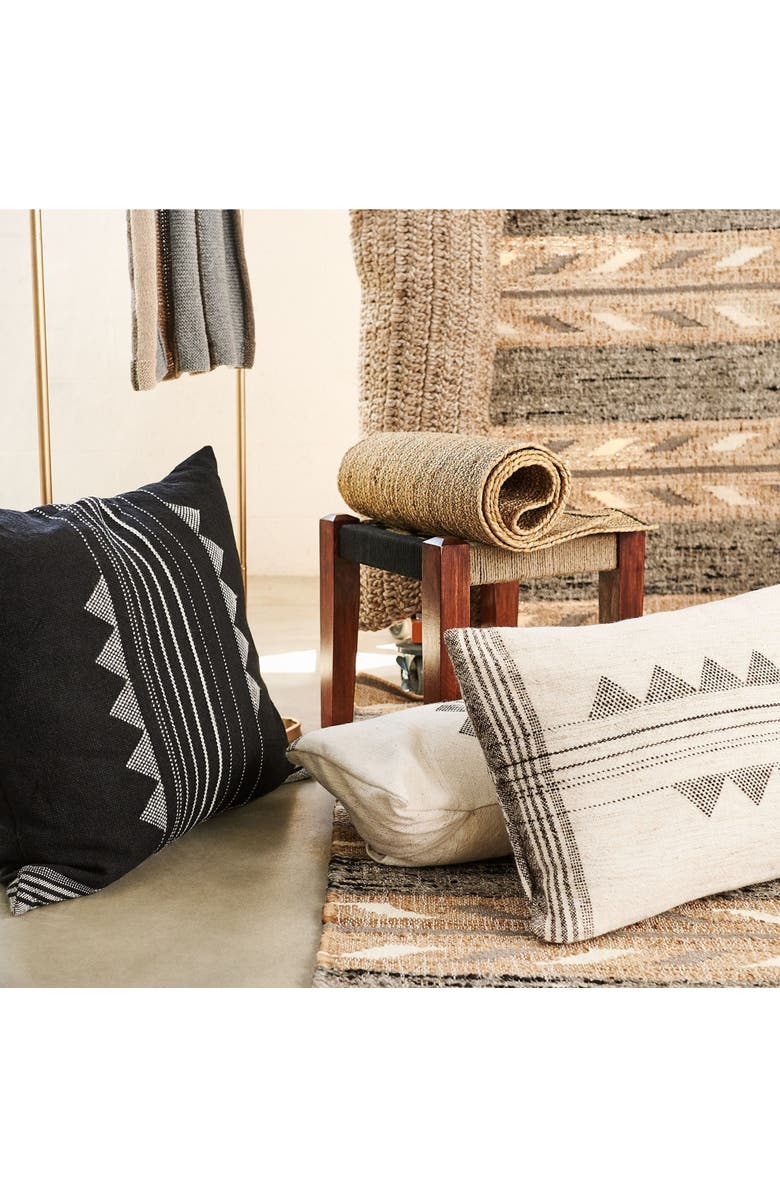 Studio Variously Kora White And Black Artisanal Handwoven Pillow - Cover + Insert, Alternate, color, Large W/ Insert