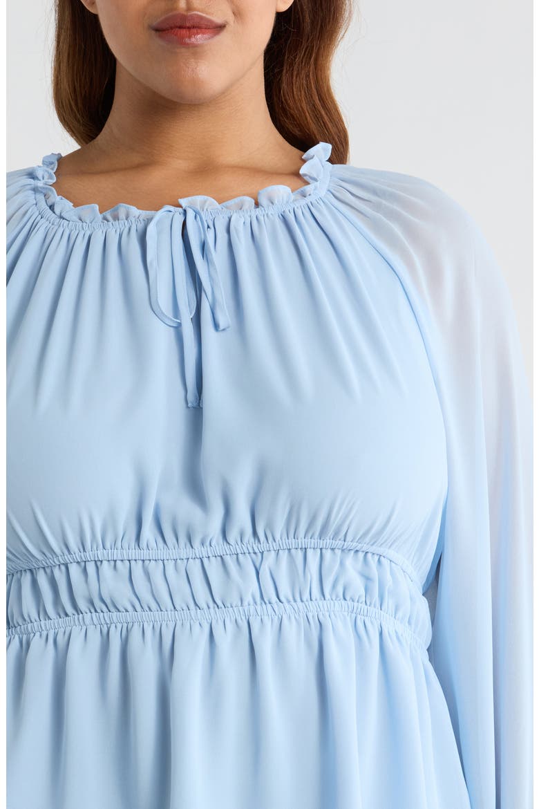 Split Neck Peplum Top, Alternate, color, SKY