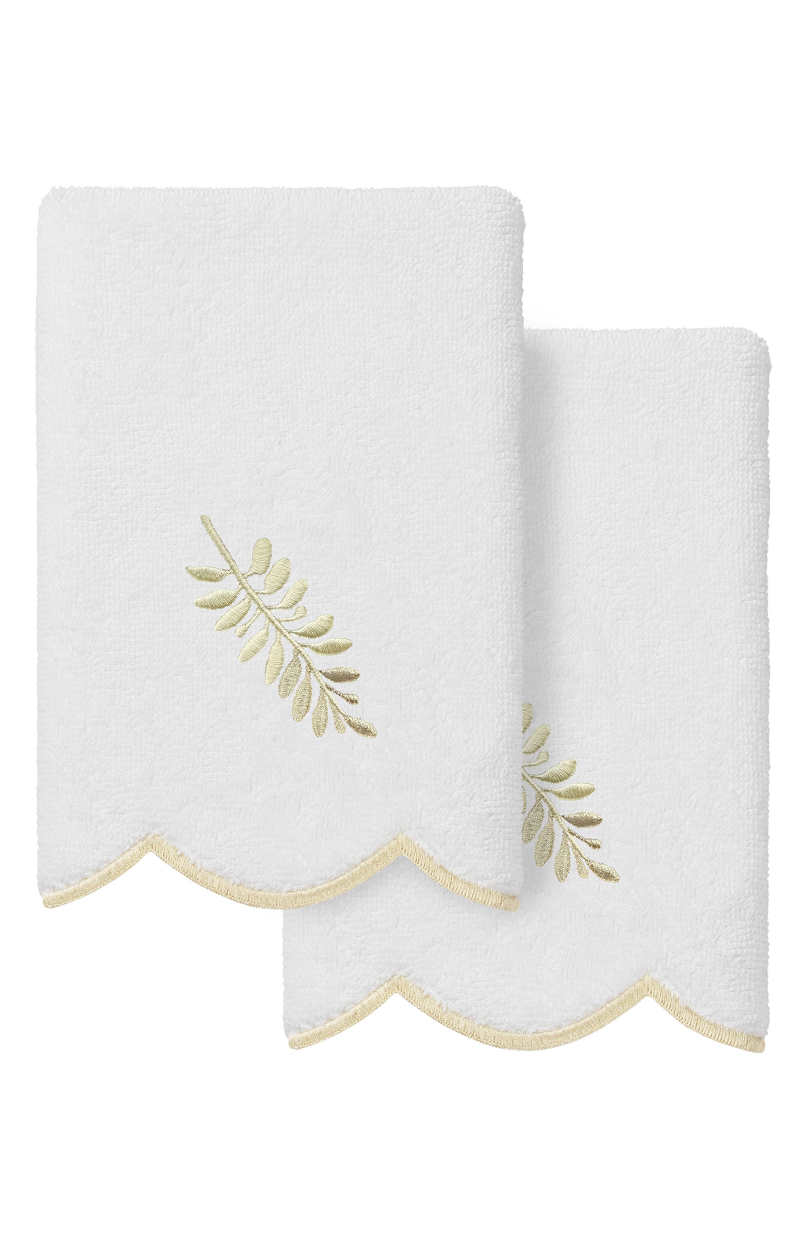 Fern Toss Set of 2 Scalloped Washcloths