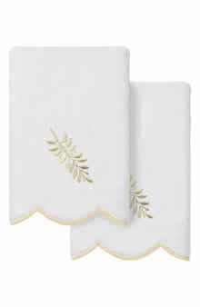 Fern Toss Set of 2 Scalloped Washcloths