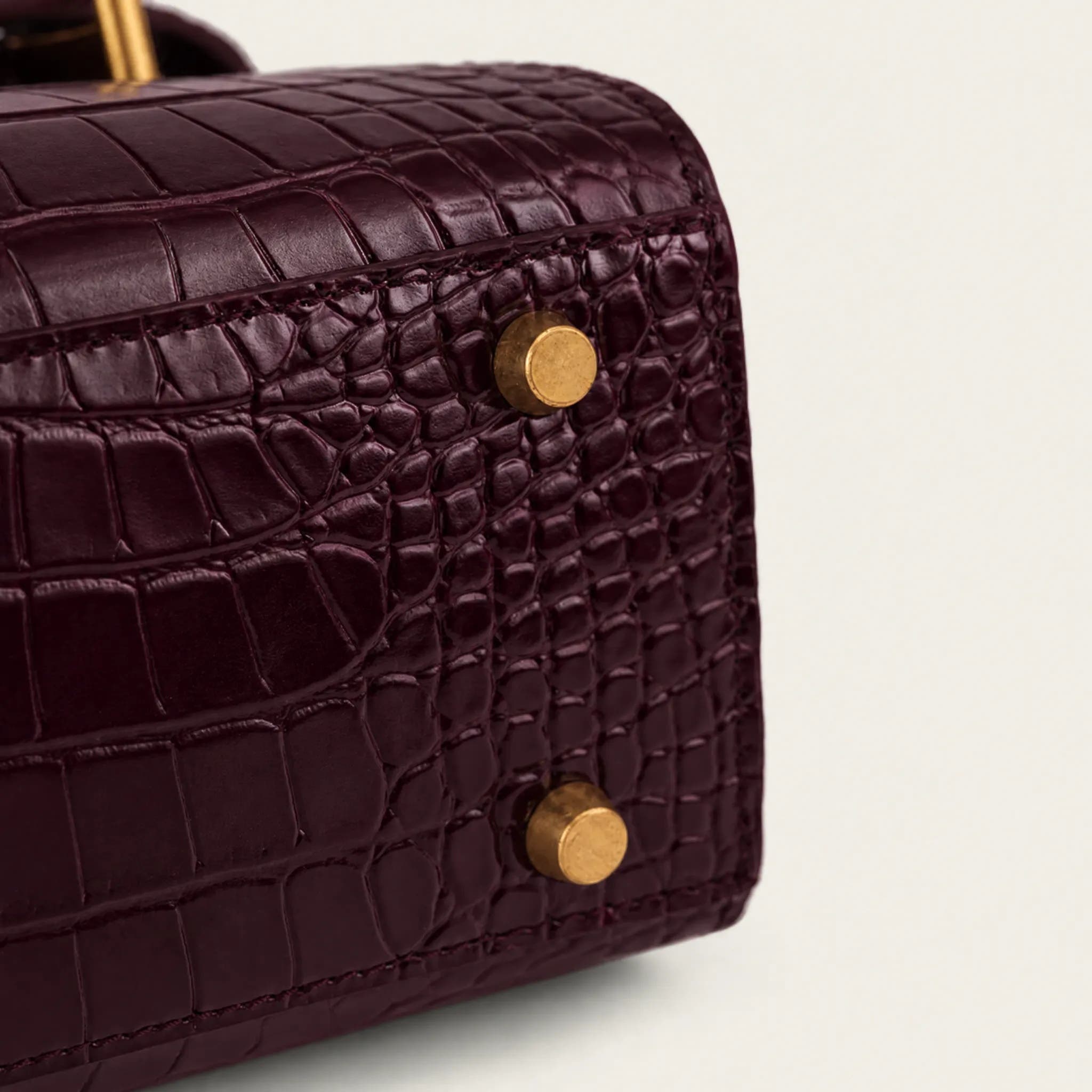 Mi Croc Embossed Leather Top Handle, Alternate, color, Burgundy