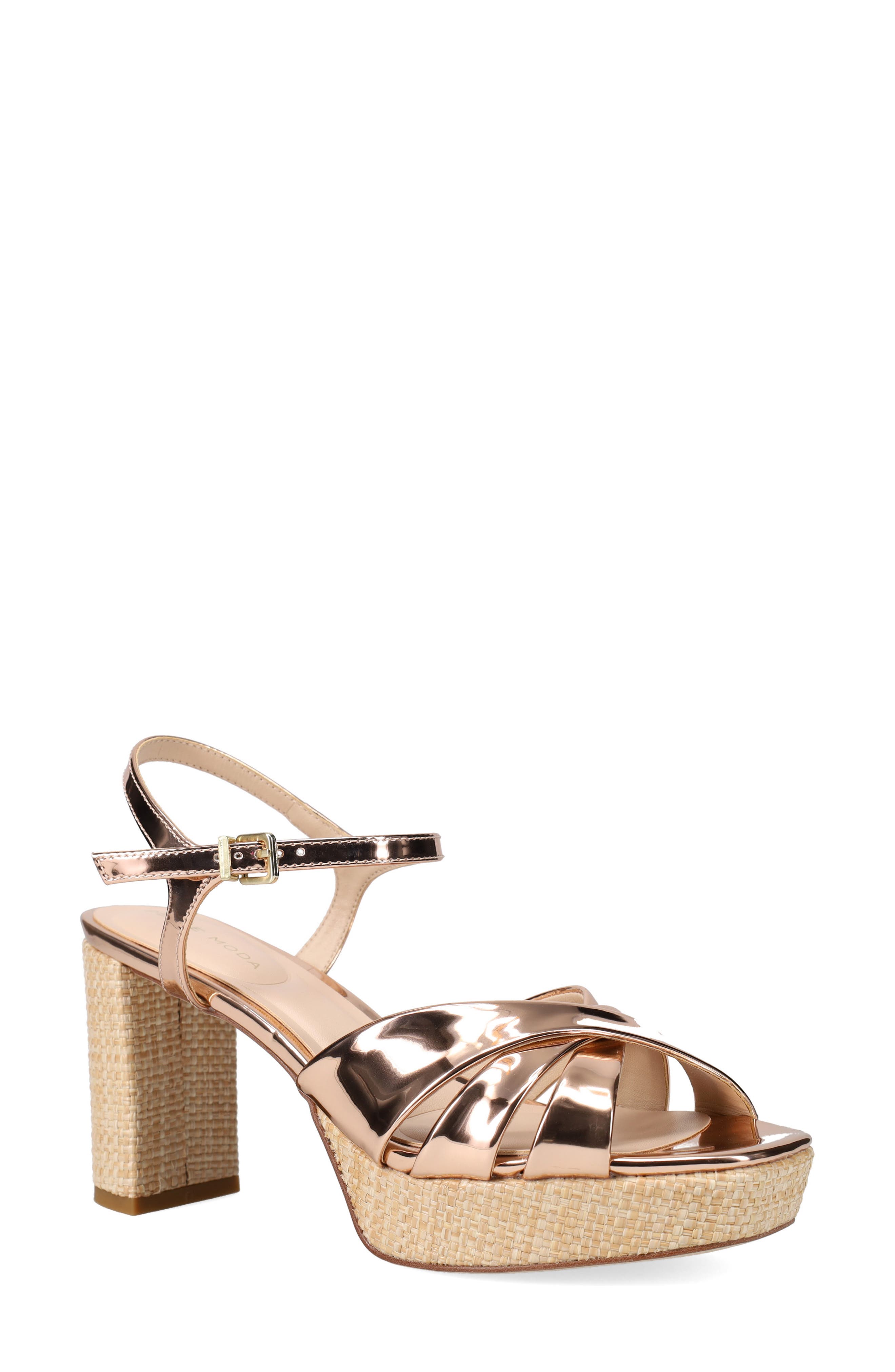 Pelle Moda Petina Ankle Strap Platform Sandal, Main, color, Light Gold