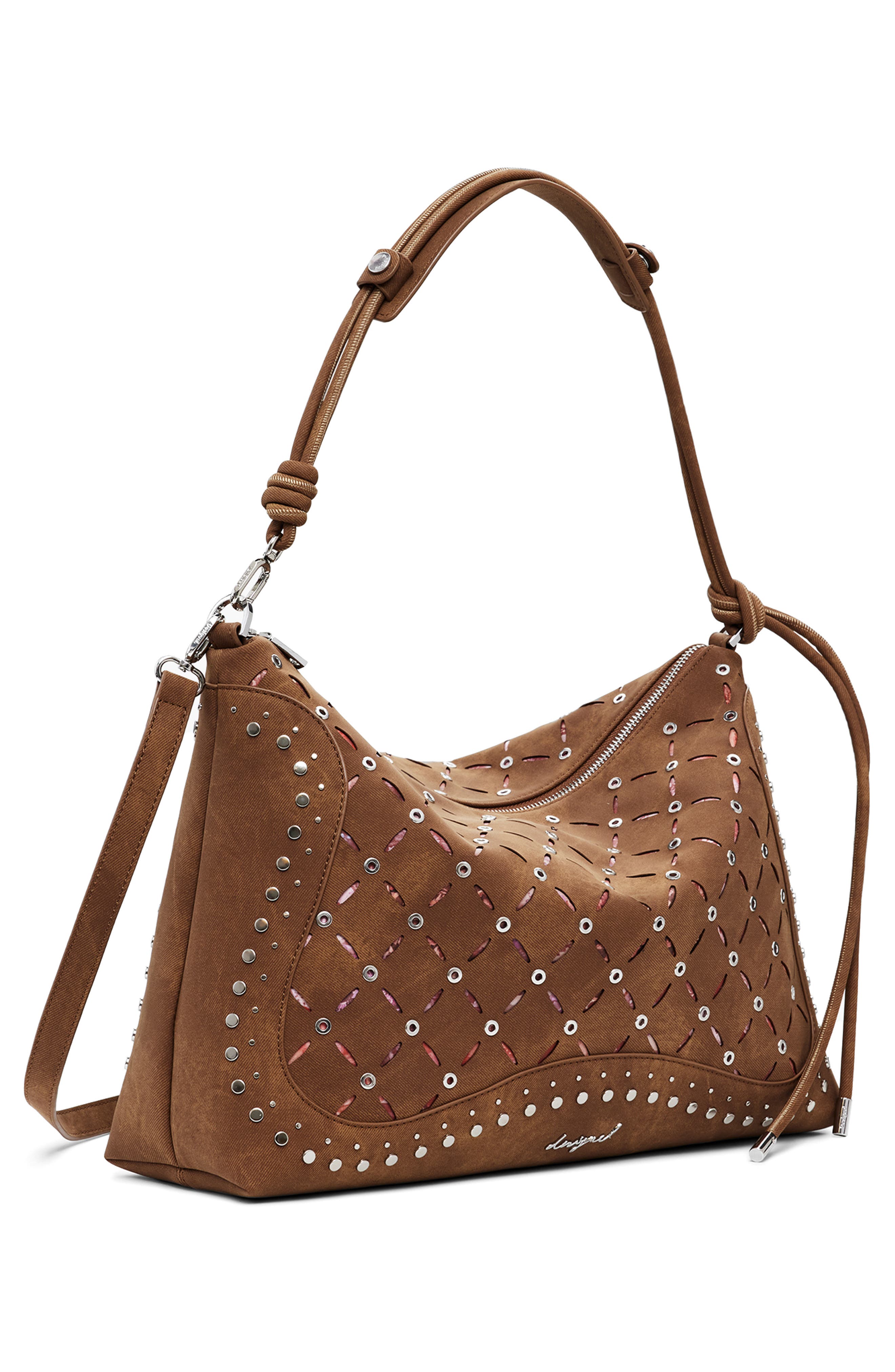 Desigual Faux Leather Shoulder Bag, Alternate, color, Camel