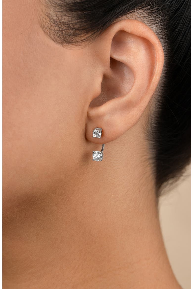 Brillant Cubic Zirconia Front/Back Drop Earrings, Alternate, color, SILVER