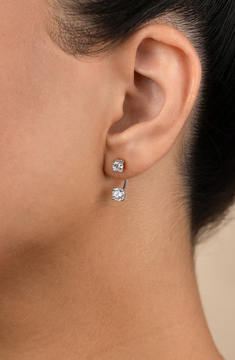 Sterling Forever Brillant Cubic Zirconia Front/Back Drop Earrings, Alternate, color, Silver