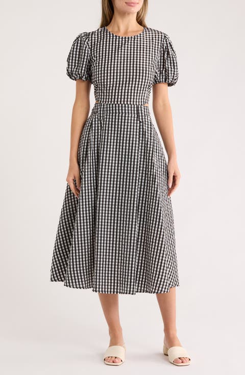 Puff Sleeve Cutout Maxi Dress