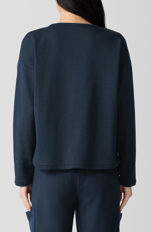 Eileen Fisher Crewneck Wool Sweater In Blue