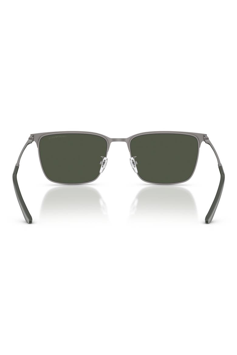 57mm Polarized Rectangular Sunglasses, Alternate, color, GUNMETAL / POLAR DARK GREEN
