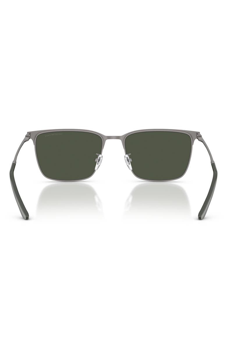 Emporio Armani 57mm Polarized Rectangular Sunglasses, Alternate, color, Gunmetal / Polar Dark Green