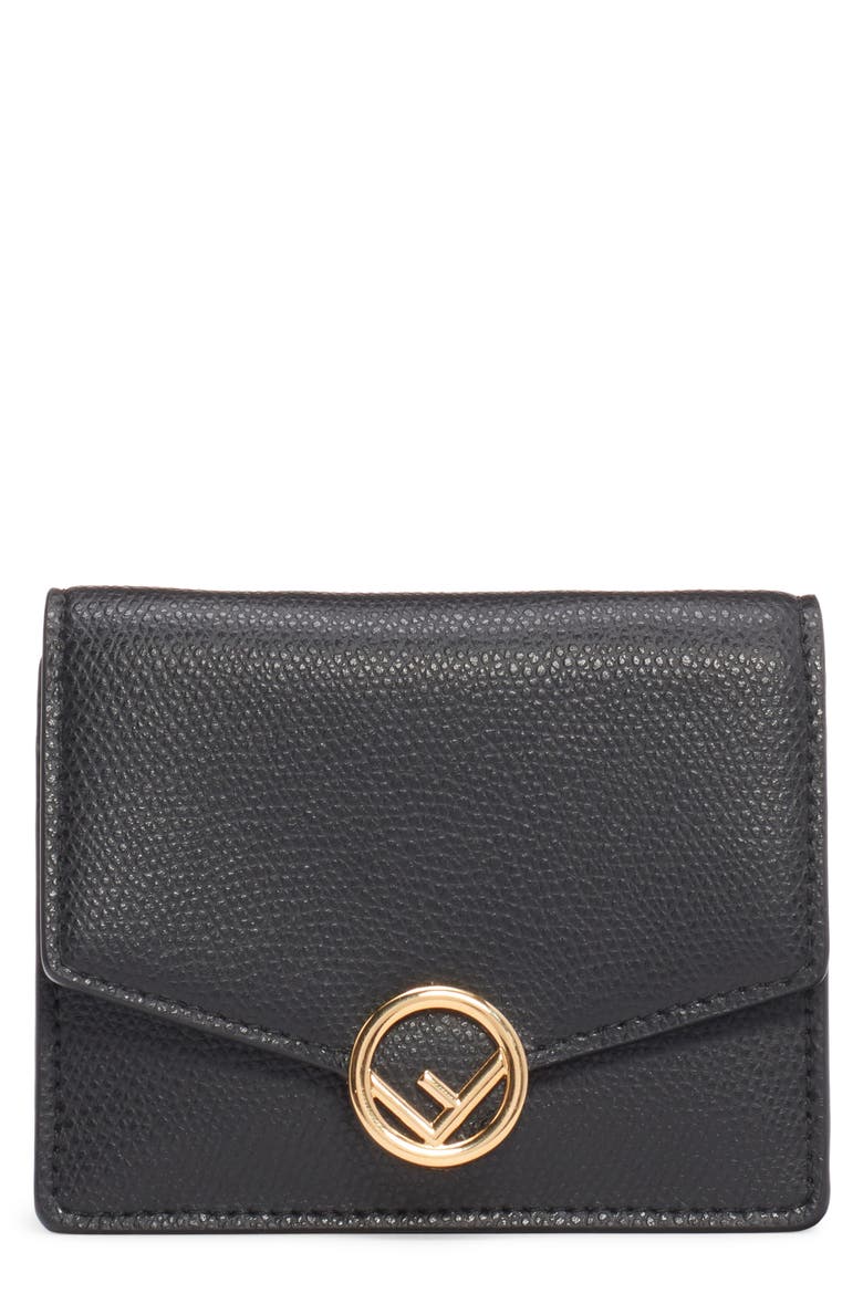Leather Wallet on a Chain, Main, color, NERO/ ORO SOFT