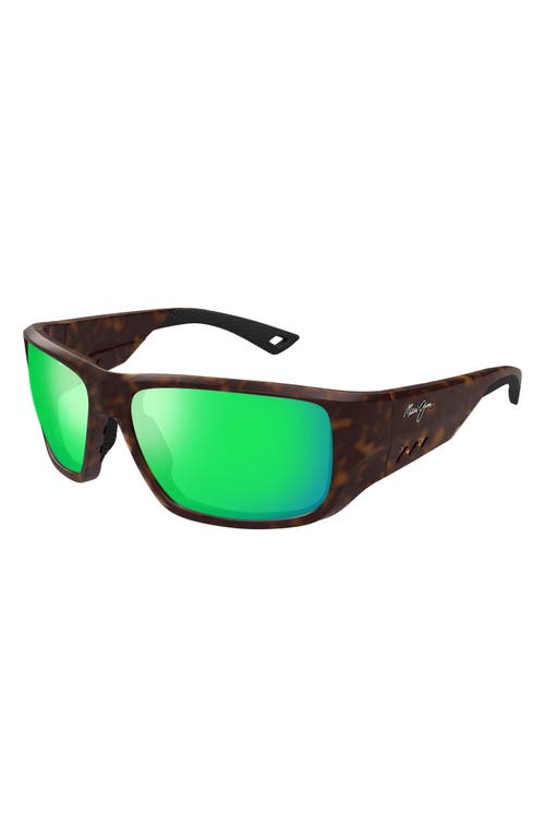 Maui Jim Keha 63mm Oversize Polarized Rectangular Sunglasses In Brown/mauigreen