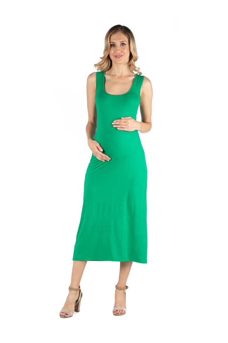 Maternity Scoop Neck Maxi Dress with Racerback Detail, Main, color, Green