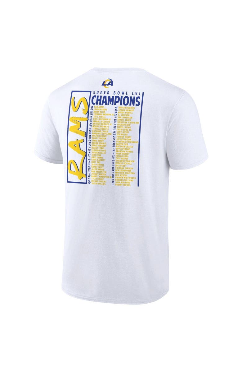 FANATICS Men's Fanatics Branded White Los Angeles Rams Super Bowl LVI Champions Stacked Roster T-Shirt, Alternate, color, 