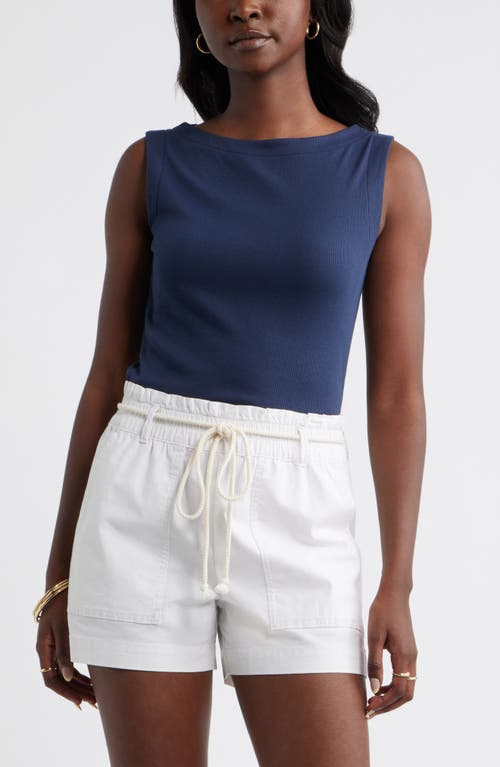 Caslonr Caslon(r) Rib Knit Boat Neck Tank In Blue