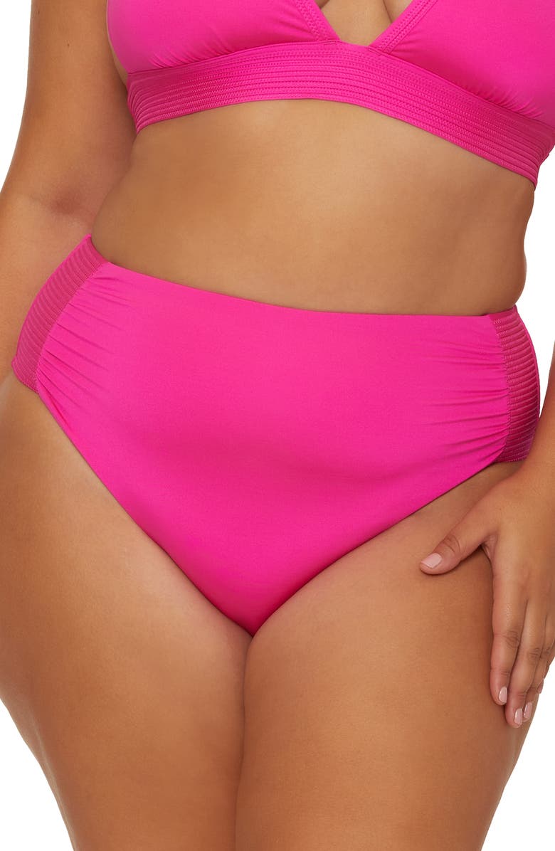 Trina Turk Monaco High Waist Swim Bottoms, Alternate, color, Pink Parade