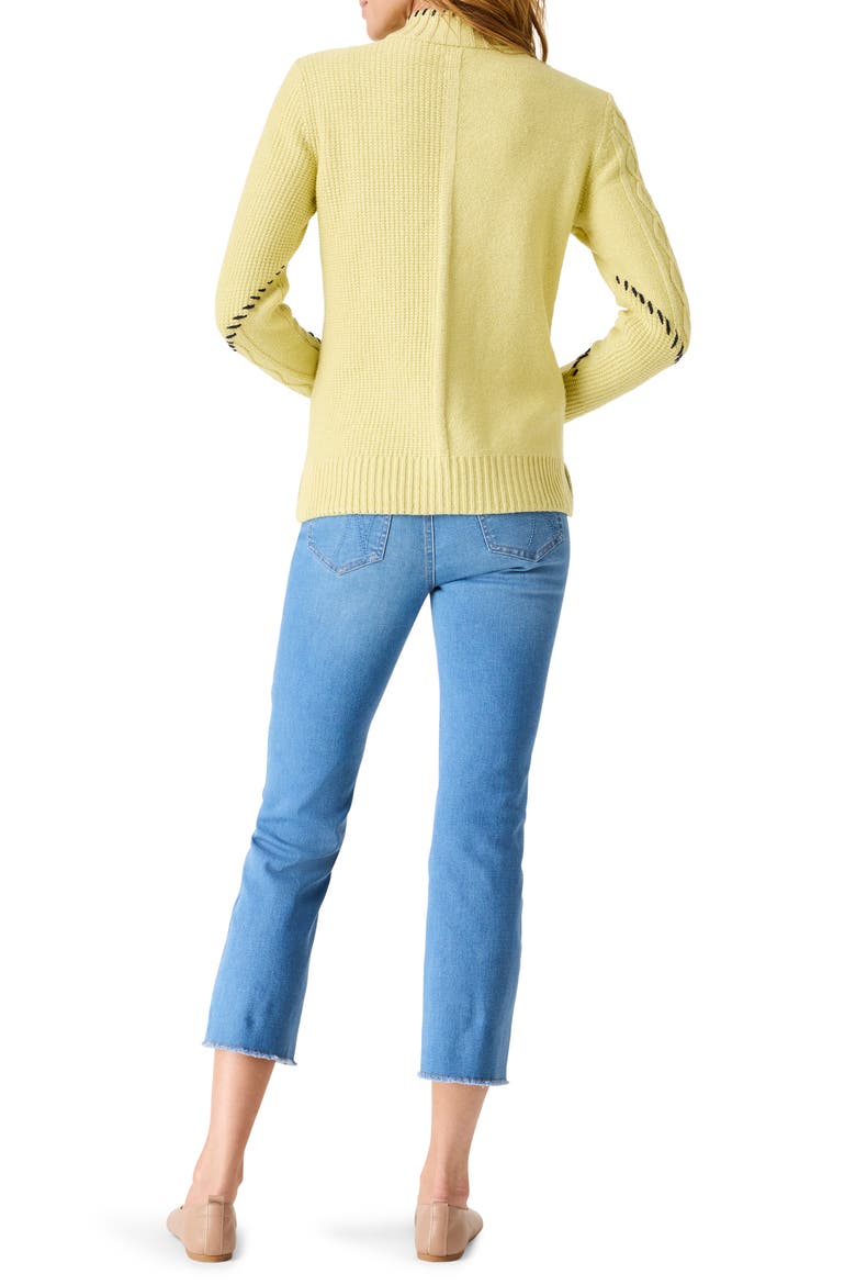Placed Cable Half Zip Sweater, Alternate, color, CITRINE