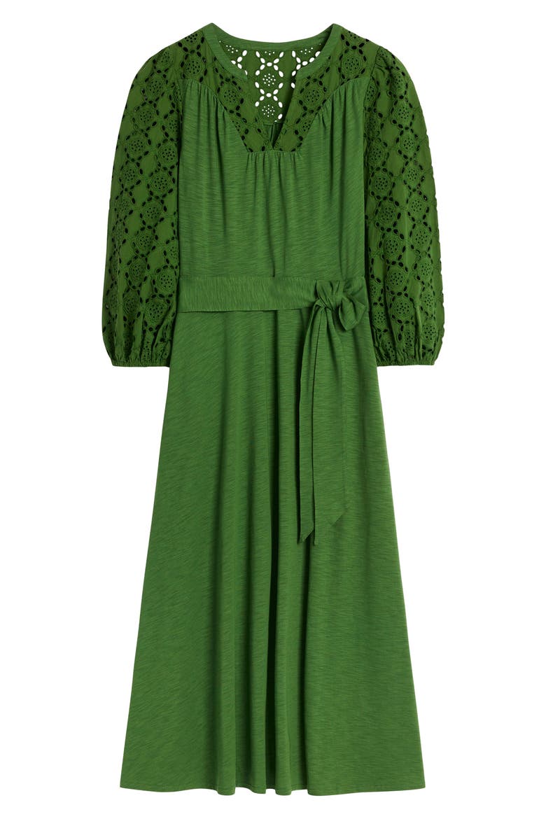 Eyelet Embroidery Long Sleeve Dress, Alternate, color, GREEN
