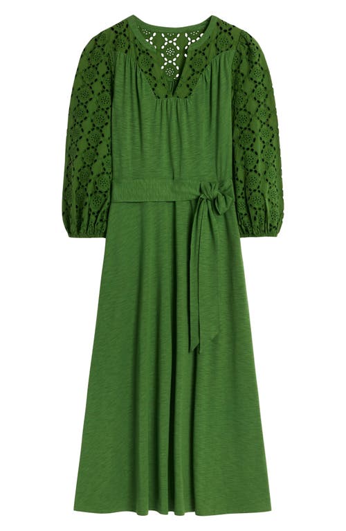 BODEN BODEN EYELET EMBROIDERY LONG SLEEVE DRESS