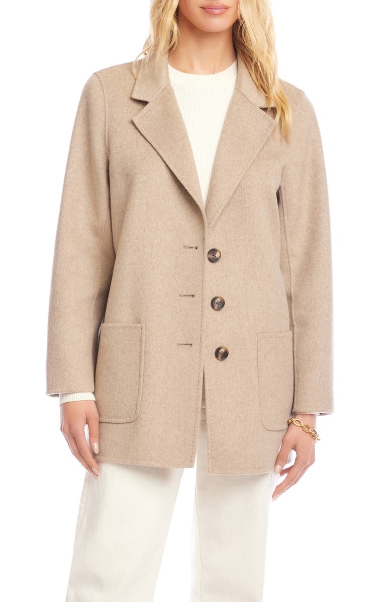 Karen Kane Oversize Brushed Wool Blend Blazer, Main, color, Wheat