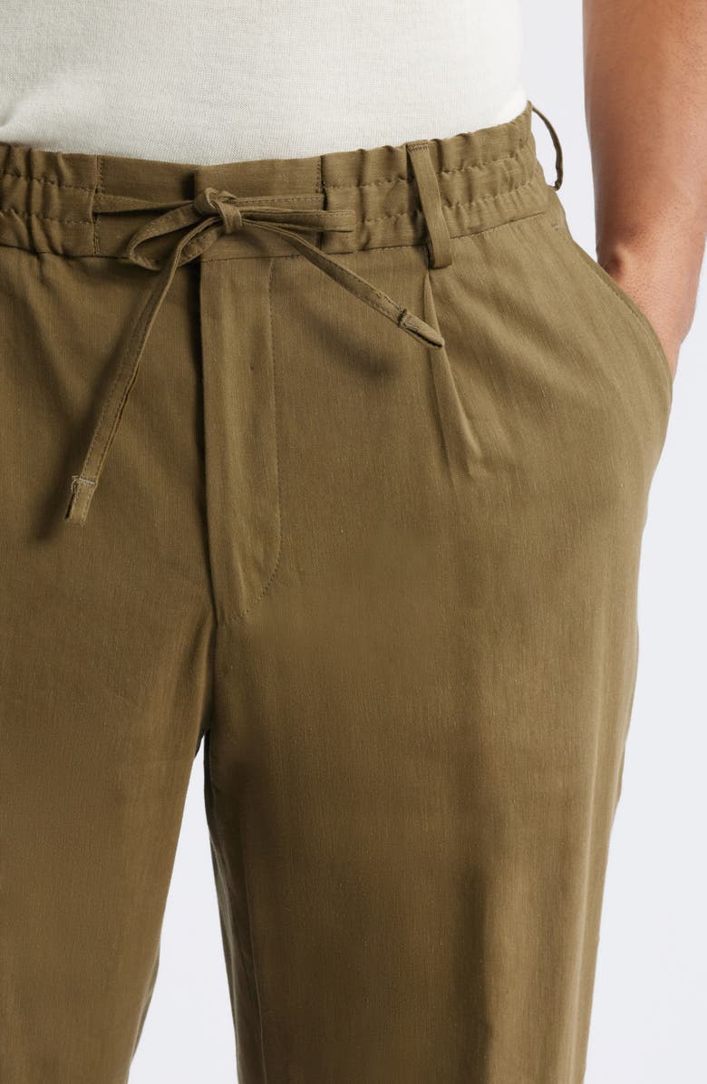 BOSS Perin Linen Blend Drawstring Pants, Alternate, color, Dark Green