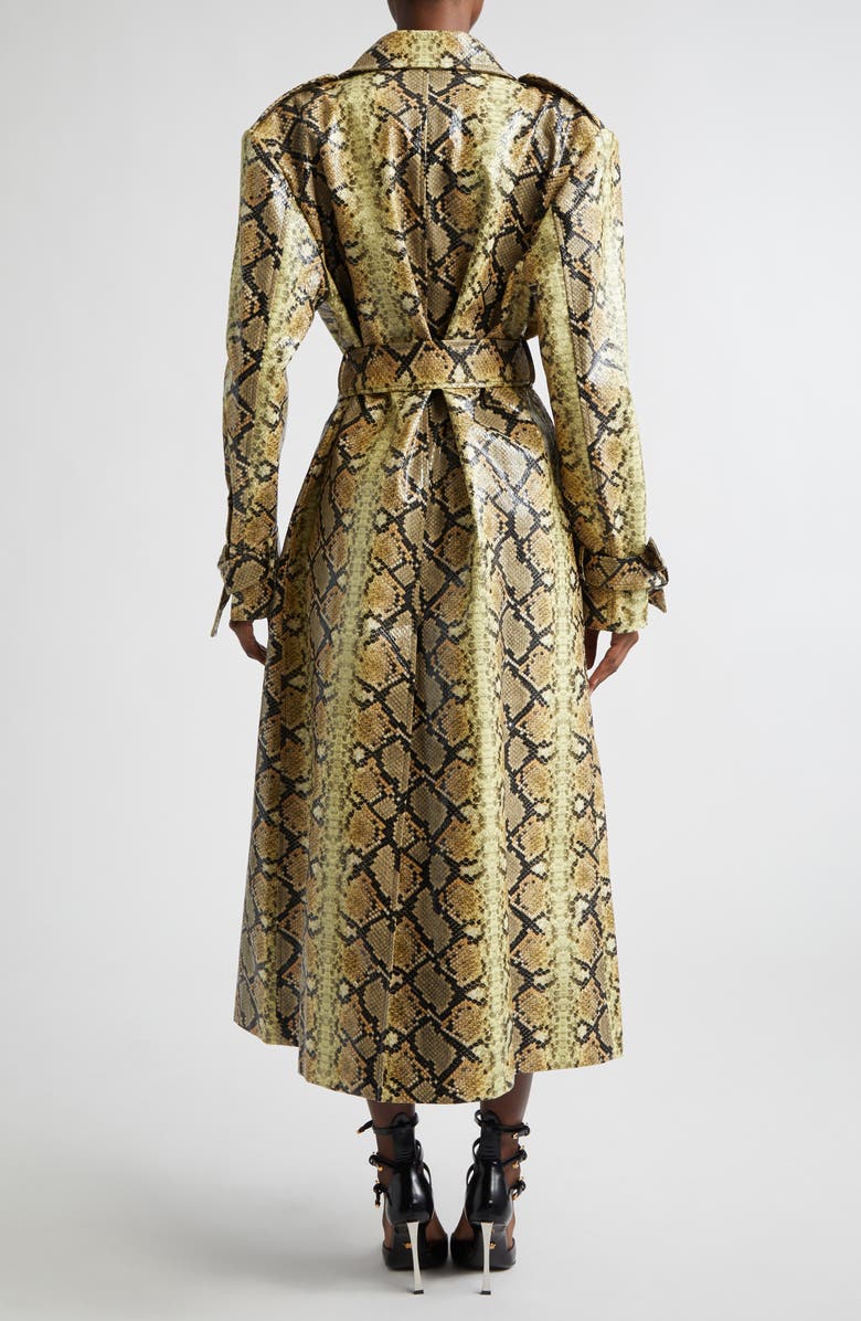 KIM SHUI Snakeskin Embossed Faux Leather Trench Coat, Alternate, color, Snakeskin