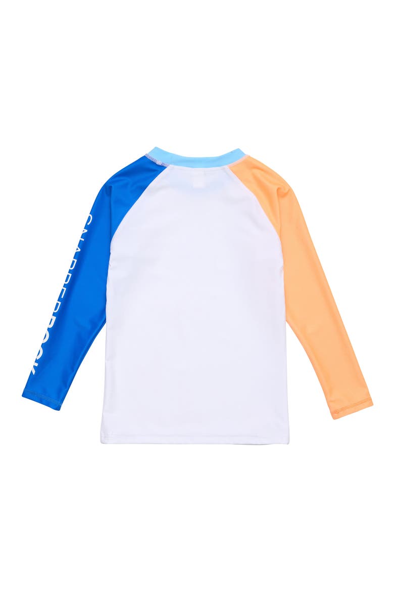 Kids' Blue Papaya Colorblock Long Sleeve UPF 50+ Rashguard, Alternate, color, WHITE