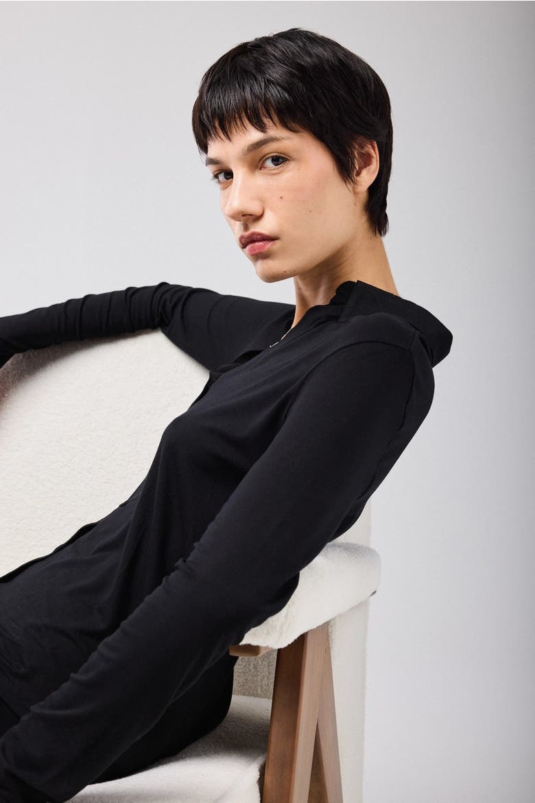 Soft Touch Semi Relaxed Shirt, Alternate, color, NOIR