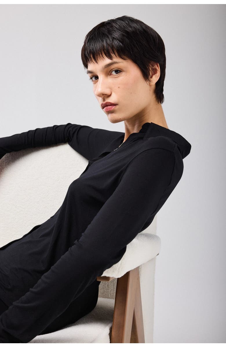 Majestic Filatures Soft Touch Semi Relaxed Shirt, Alternate, color, Noir