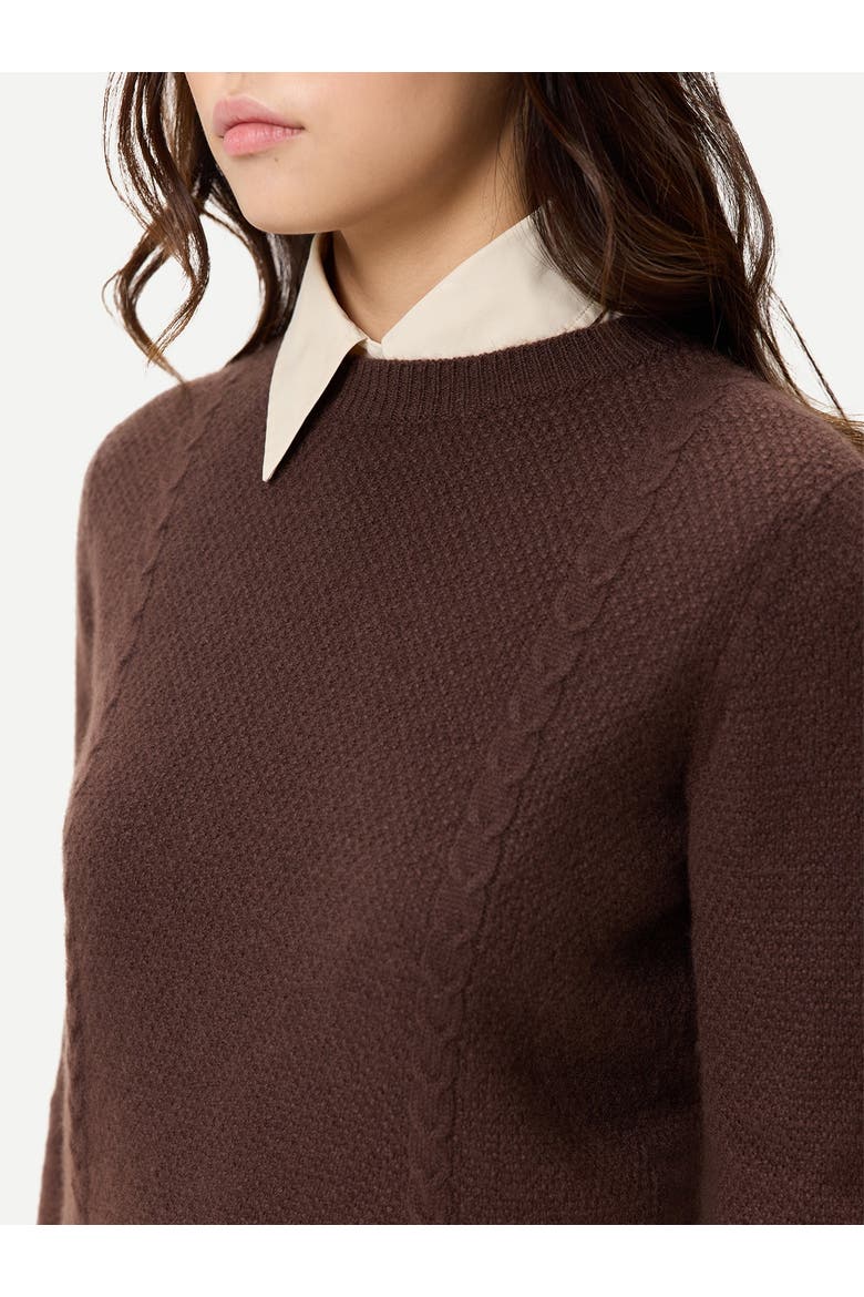 Cropped Crewneck Cashmere Sweater, Alternate, color, cocoa