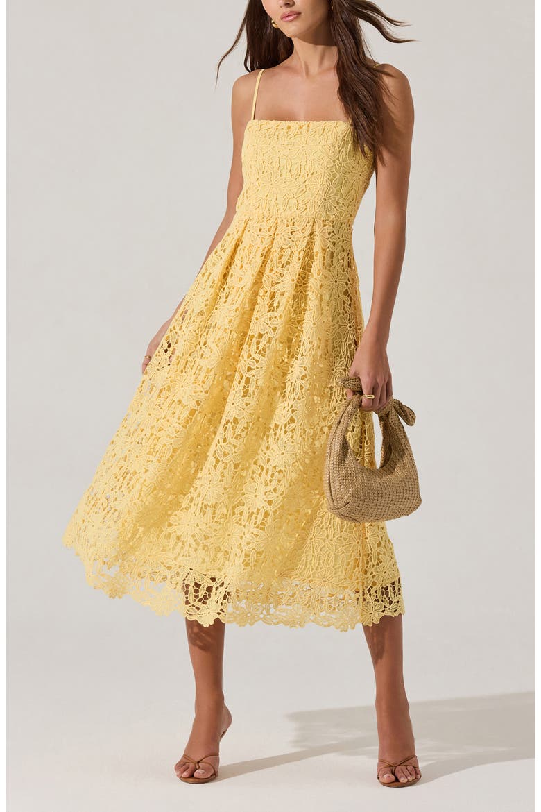 Floral Lace Dress, Alternate, color, YELLOW