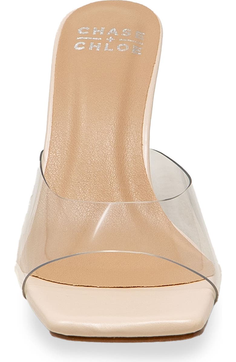 CHASE AND CHLOE Alia Clear Strap Wedge Sandal, Alternate, color, Clear Beige